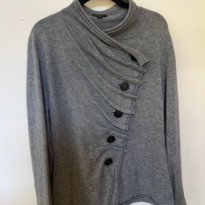 Gray Fine Merino Wool Cardigan/Tunic